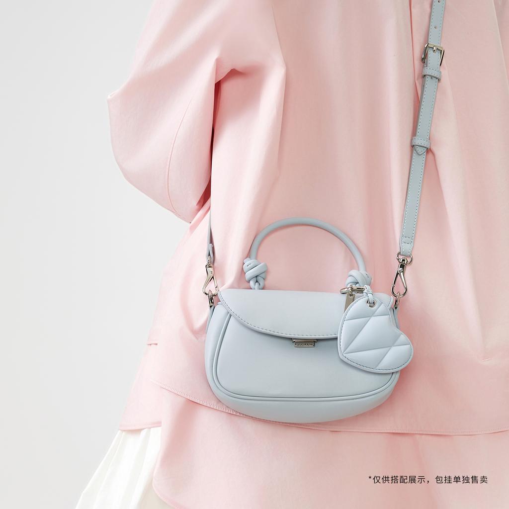 Charles & Keith Small CK Soft Cream Color Knot PU Candy Bag Handheld Crossbody Bag Women bags Sea-Salt-Blue Bubblegum-Pink CK2-50782623