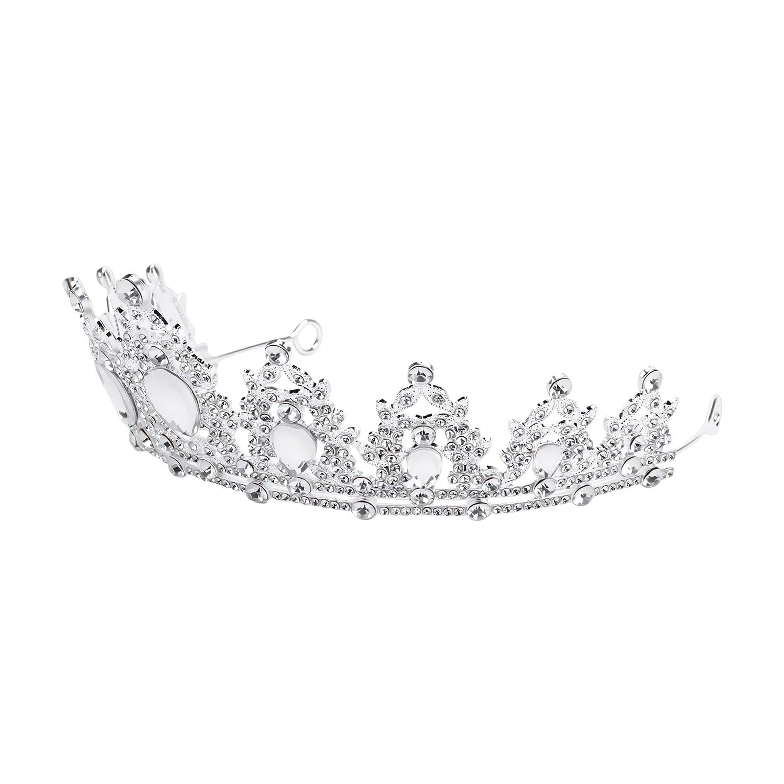 Crown Headband Elegant Hair Accessories with Shining Rhinestones Bridal Tiara Crown Alloy Rhinestone Headband for Silver