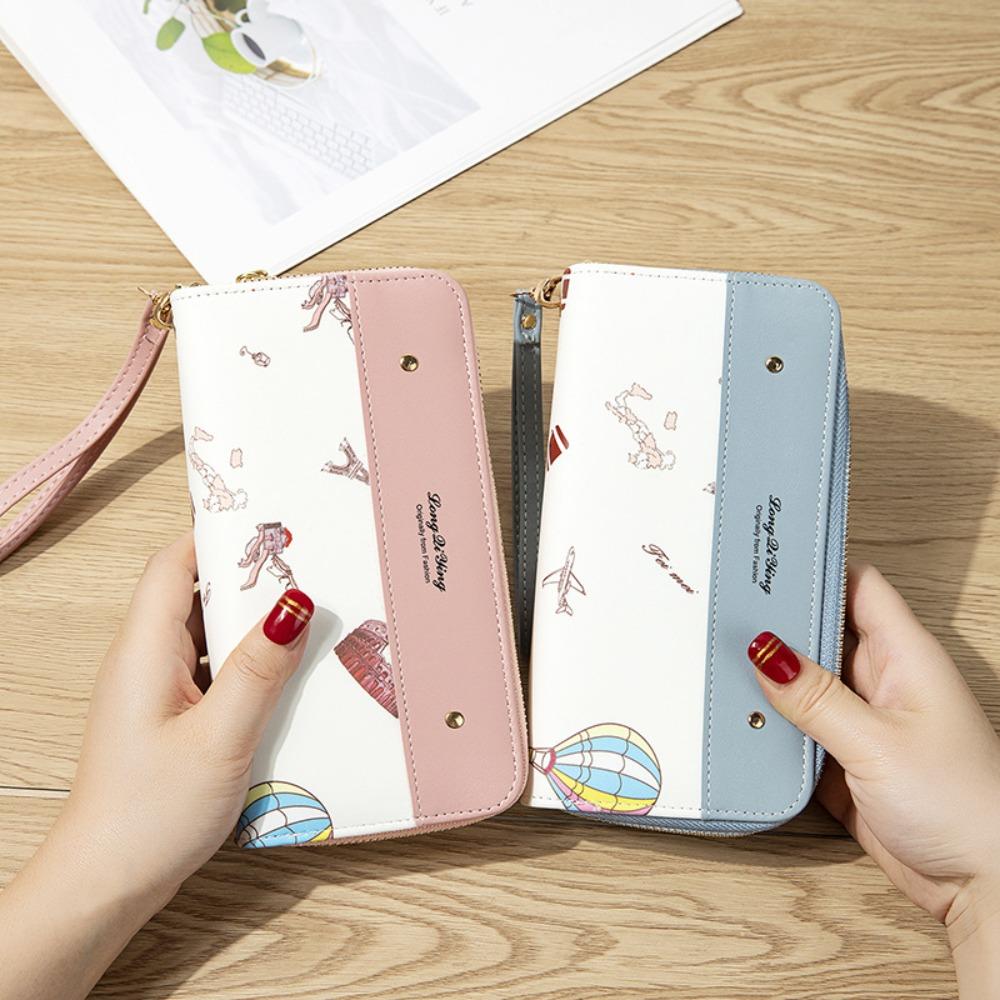 

Double Layered Female Long Wallet PU Leather Card Bag New Zipper Purse