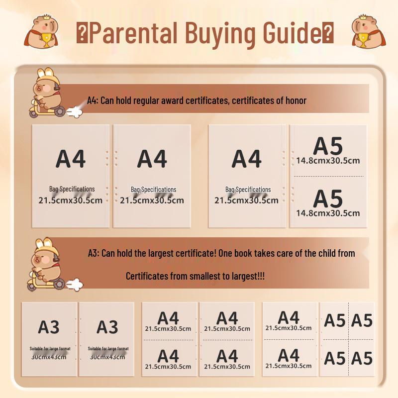 Child's Award & Art Certificate Album - A3/Boy & A4/Girl Transparent Loose-Leaf Storage