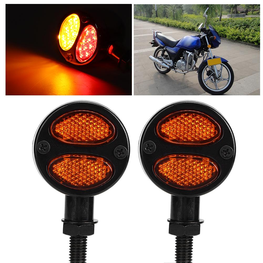 Motorcycle LED Turn Signal Light Brake Lamp Metal Shell Blinker Flashers 12V 4 WiresBlack