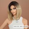 Perucă Mică Blondă cu Gradient pentru Femei - Bob Lungime Umeri Păr Scurt Drept, Frumusețe Rapidă Calotă Completă, Perucă Stil Ușor