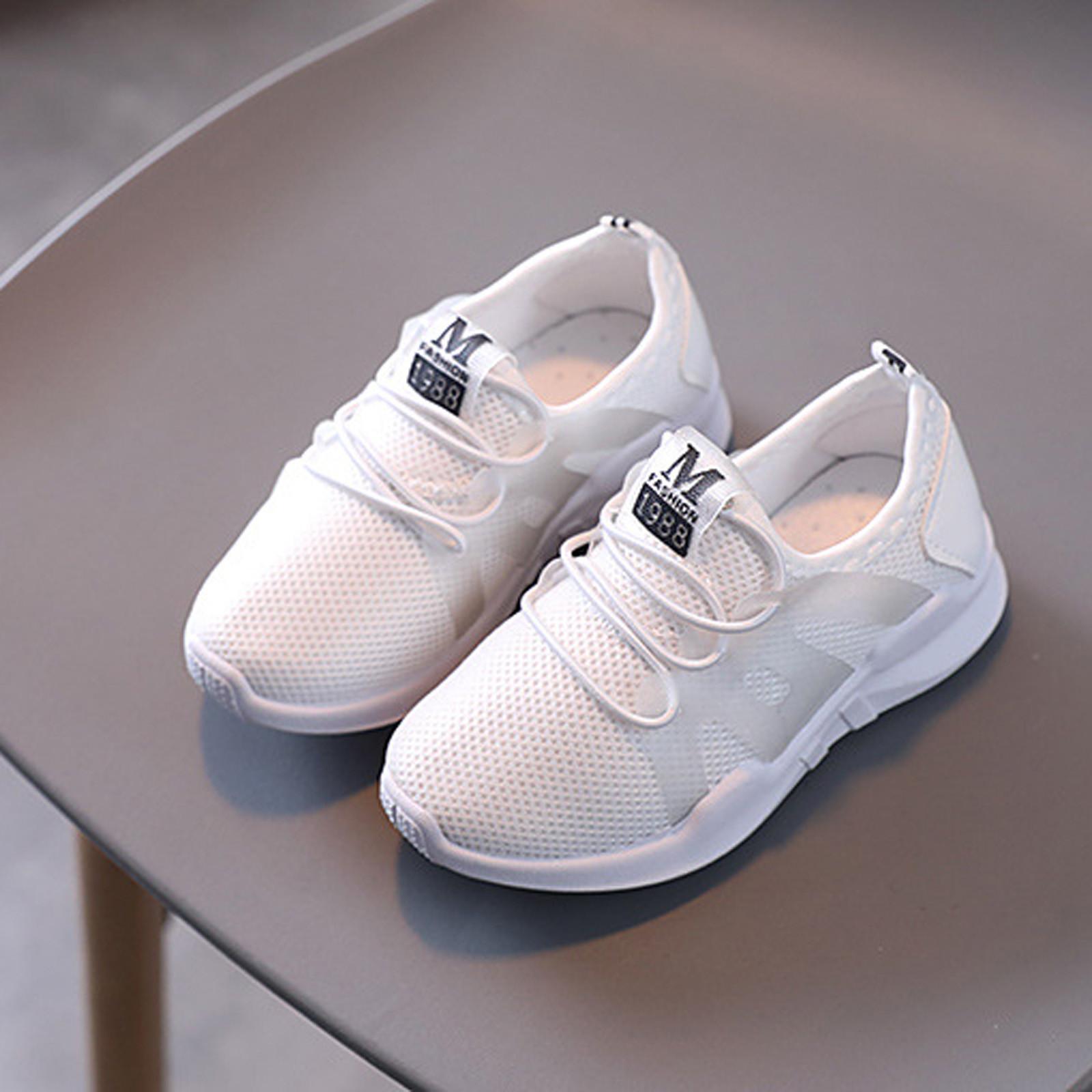 

Детская повседневная обувь из дышащей сетки для бега для маленьких мальчиков и девочек с буквенным принтом 27 белый