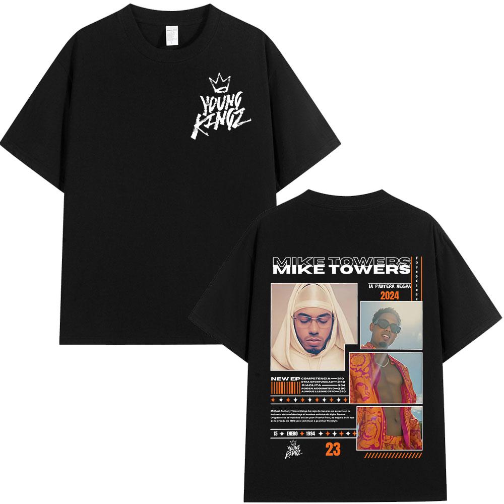 Rapper Myke Towers Graphic T-shirts Men Women Clothing Fashion Hip Hop Oversized T Shirt Unisex Cotton Short Sleeve T-shirt Tops