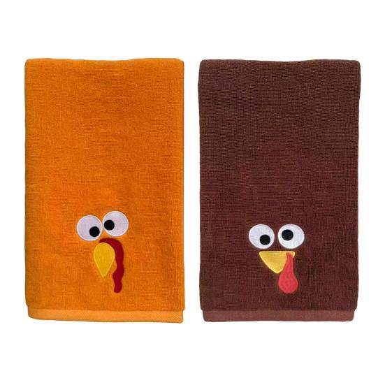 Yousheng Thanksgiving Turkey Towel Embroidered Turkey Hand Towel Absorbent Bathroom Kitchen Towel for Home Farmhouse Thanksgiving Decoration