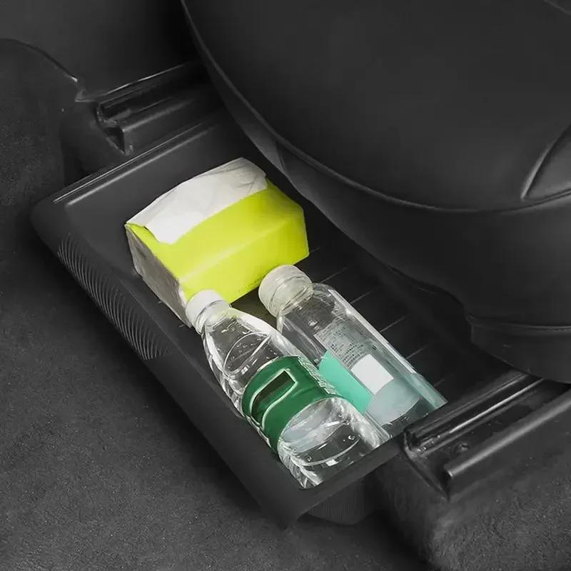 For Tesla Model Y Under Seat Storage Box Case Car Seat Organizer Vehicle Underseat Drawer Holder for Tesla Model Y Interior Tray