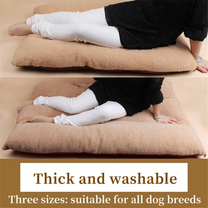 Winter Dog Bed Mattress Thicken Pet Cats Cushion Soft Warm Fleece Detachable Washable Small Medium Large Dogs Mat Pad