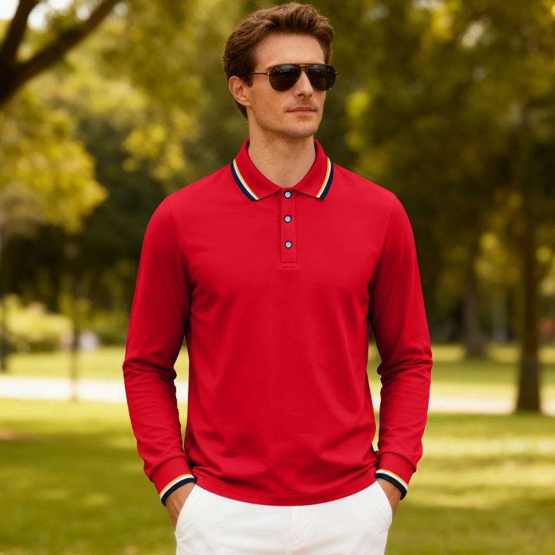 Loose Men's Casual Golf Quick Drying Breathable Long Sleeve Embroidered T-irt Ciwalk Cleanfit Pure Color Golfwear Polo Shirtss