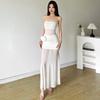 2026 Pure desire style Spice girl three-dimensional rose mesh splicing tube top dress female slim and thin versatile long dress tide