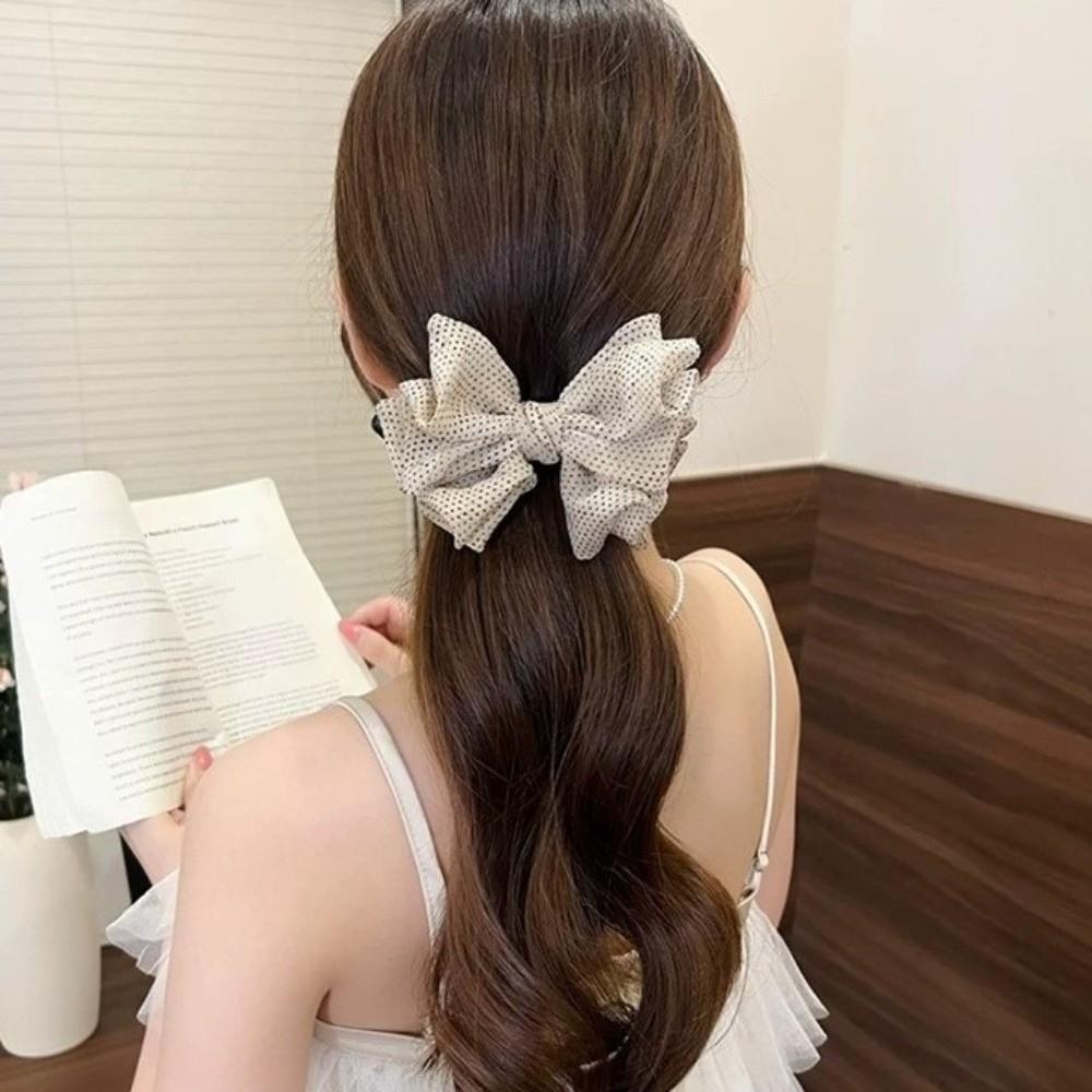 2pcs Bow Shark Clip Polka Dot Banana Hair Clip New Style Hair Claw Clip Set Women