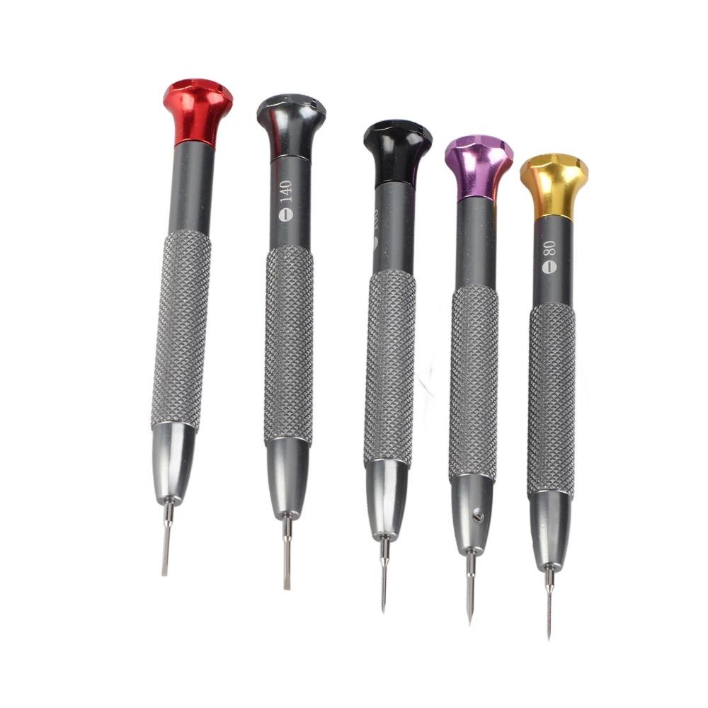 5Pcs Silver Watch Screwdriver Set Large Handle Screwdriver  Watch store professional repair work