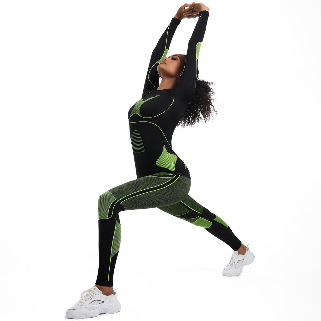 Seamless Tight-fitting High-elastic Long-sleeved Ski Wear Body-shaping Suit Sports Running And Cycling Yoga Wear For Women