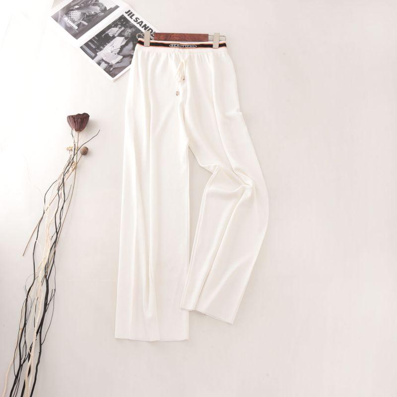 

Normcore Ice Silk Summer Thin Trousers High Waist Slimming and Straight Casual Pants for Women Loose Knitting Loose Pants