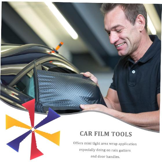 Housoutil Car Vinyl Wrap Squeegee Triangle Scraper for Auto Window Tint and Decal Application Flexible Plastic Tool with Hanging Hole 8.3X4.7X0.4