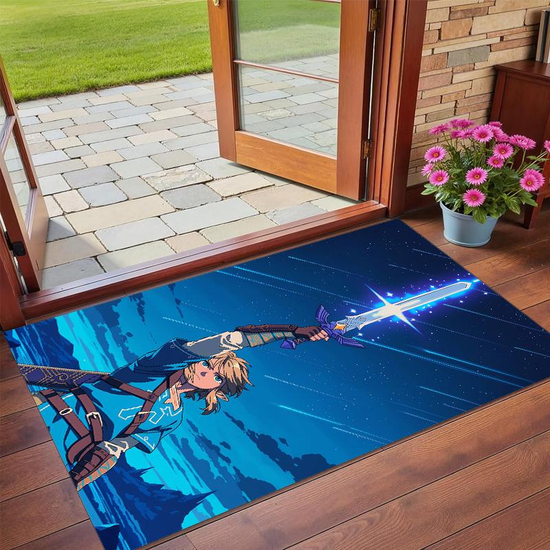 Anti‑Slip Crystal Velvet Floor Rug, Zelda Design Carpet for Indoor Living Bedroom Home Decoration