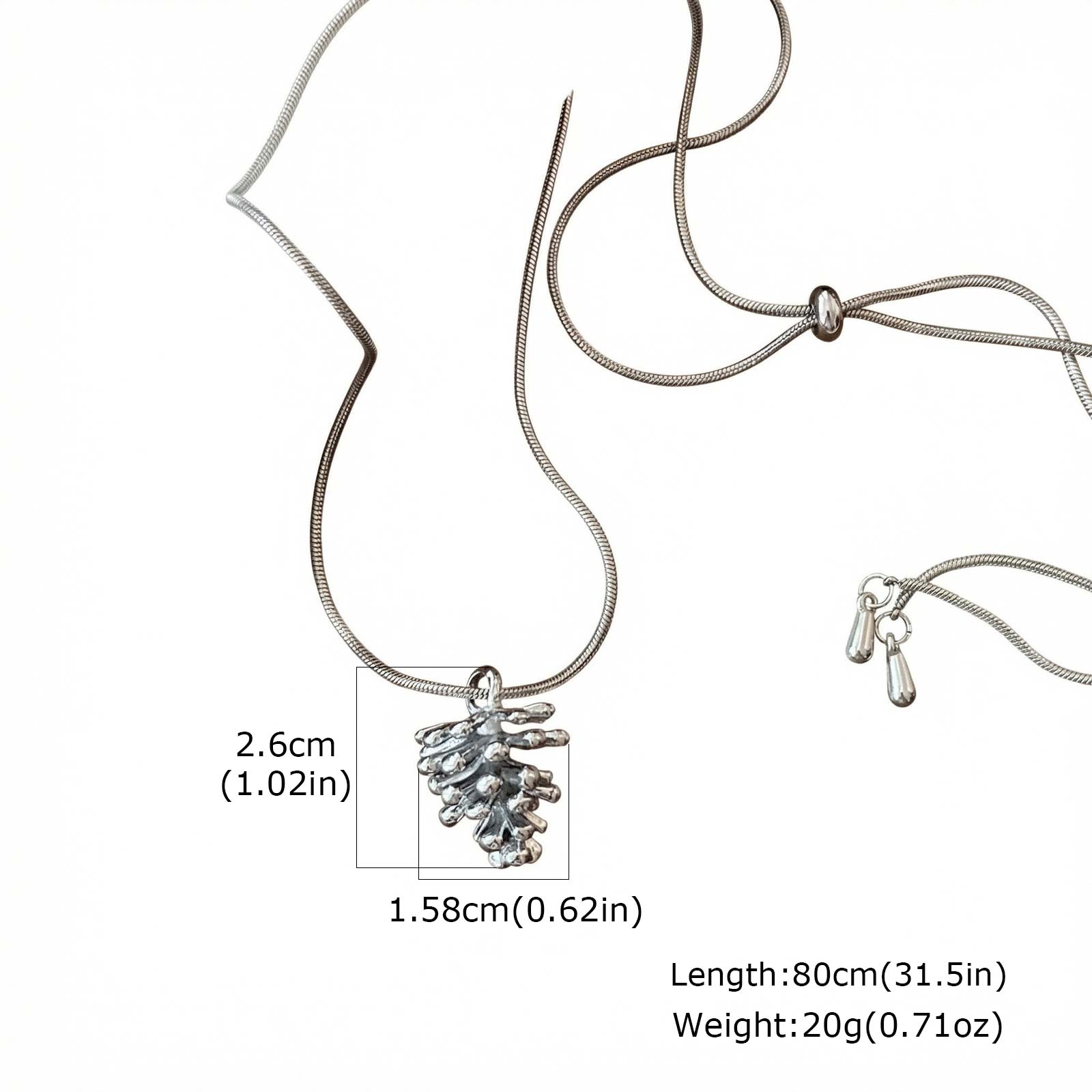 

Vnox New Simple Vintage Silver Gold Color Pinecone Plant Specimen Necklace, Adjustable Pendant Chain Necklace Jewelry
