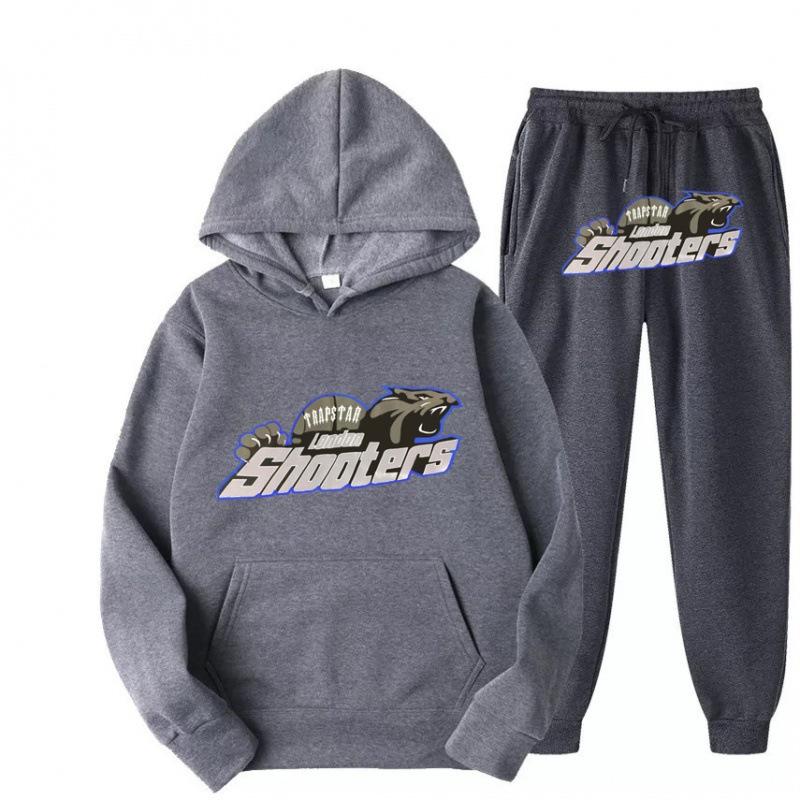 New Men's and Women's Casual Sports Suit, Red and Black Tiger Head Sweater and Sweatpants Suit.