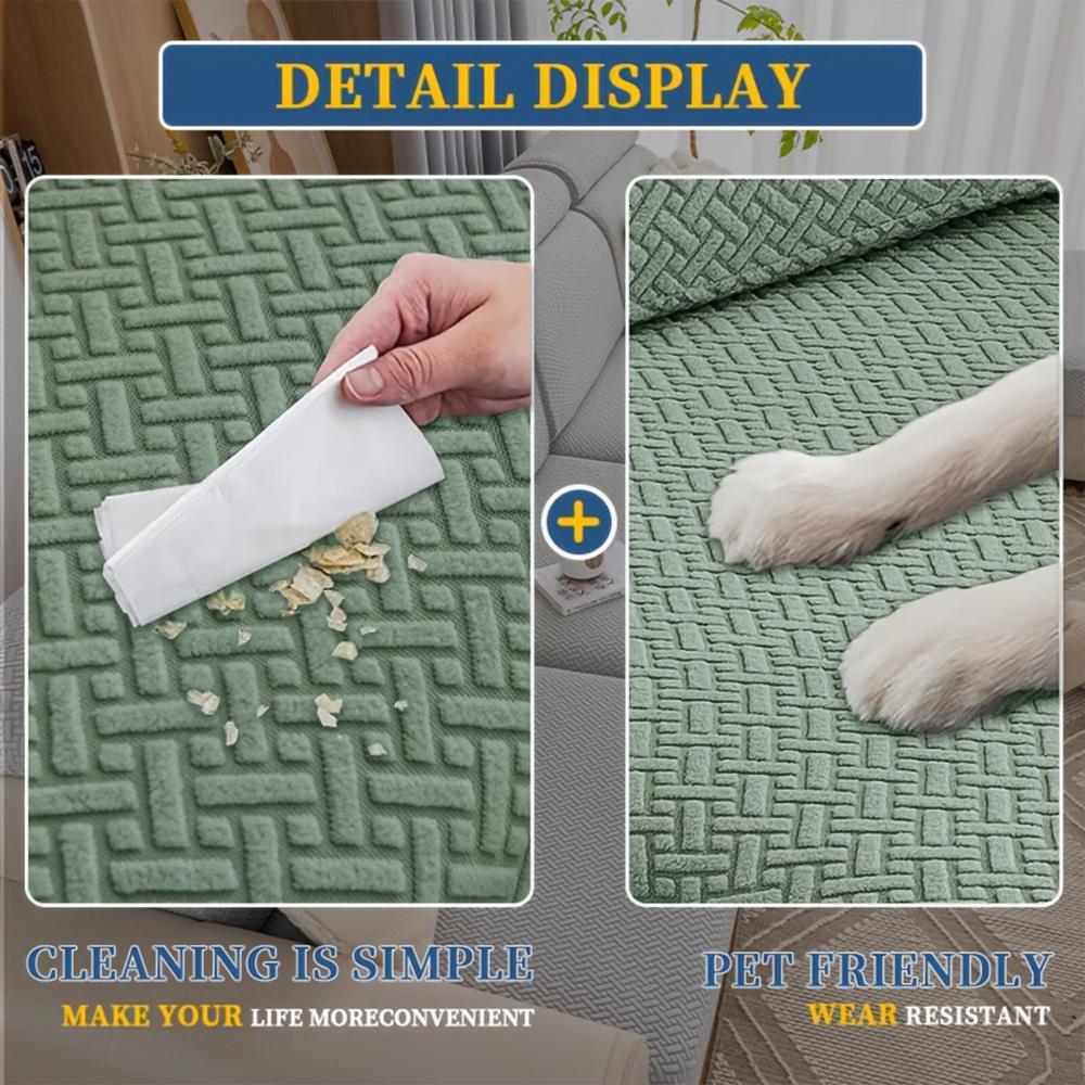 Jacquard Sofa Cover For Living Room Elastic Polar Fleece Sofa Slipcover Chaise Lounge Knit Anti-Slip Dustproof Cushion Case