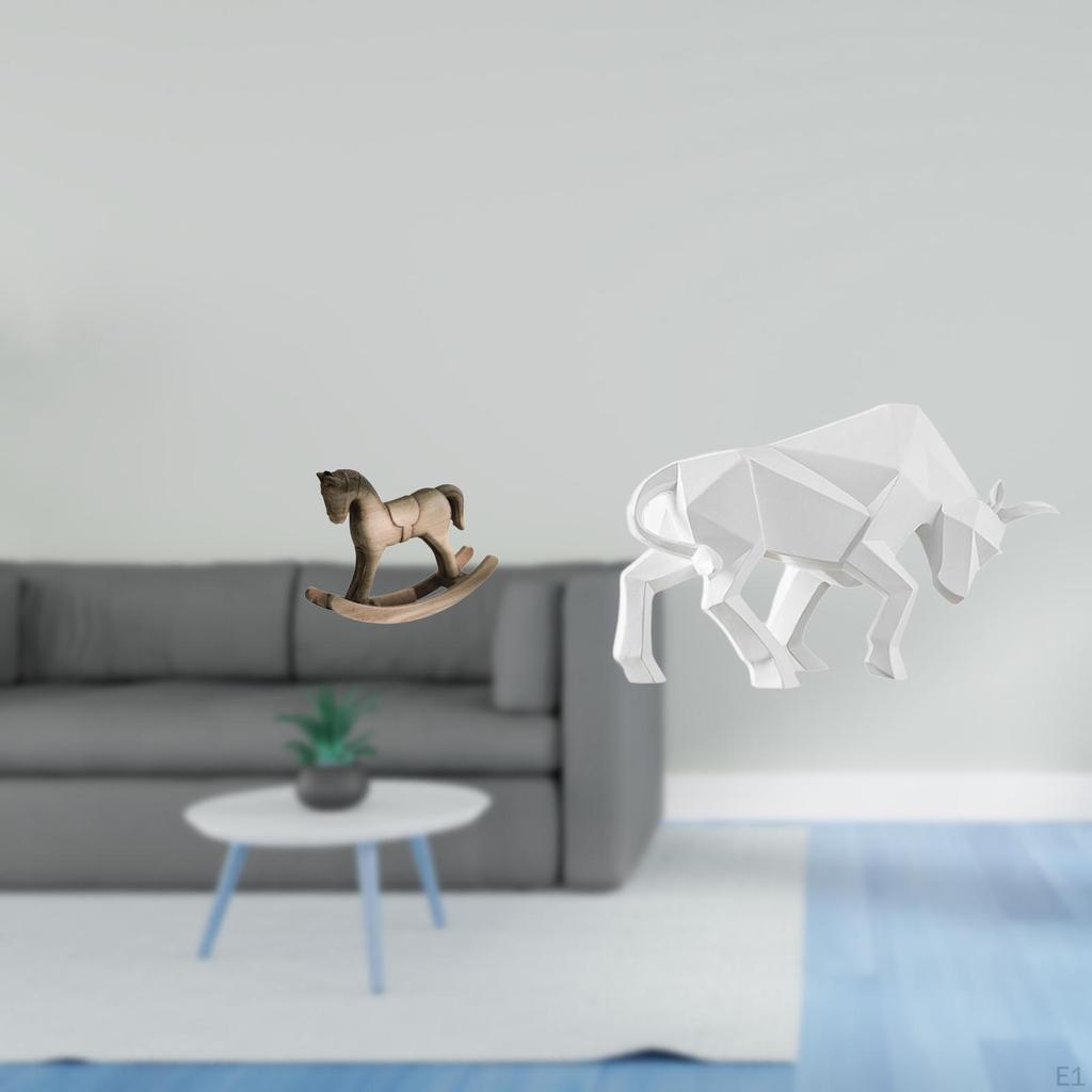 Retro Artistic Bull Horse Sculpture Decorative Figurine for Office Centerpiece Tabletop Shelf
