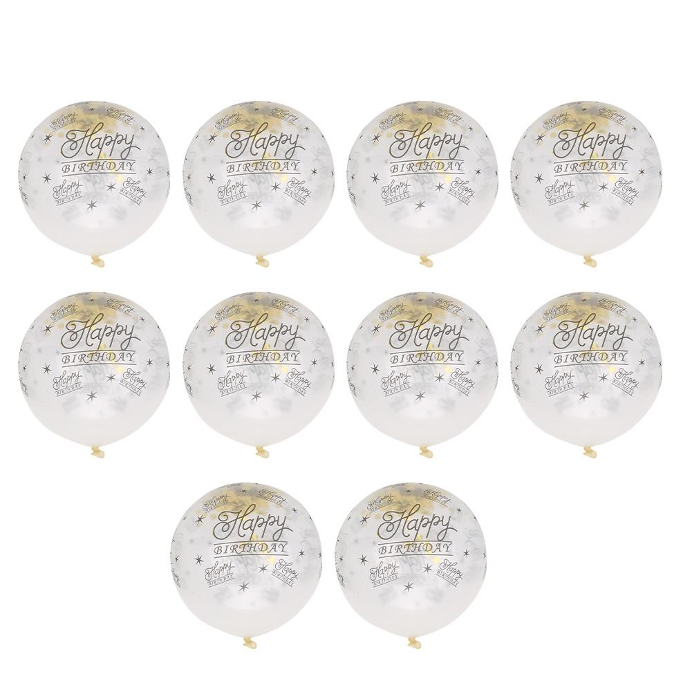 

10Pcs Latex Transparent Balloon with Happy Birthday Words for Birthday Party Wedding Anniversary Decorategolden sequin