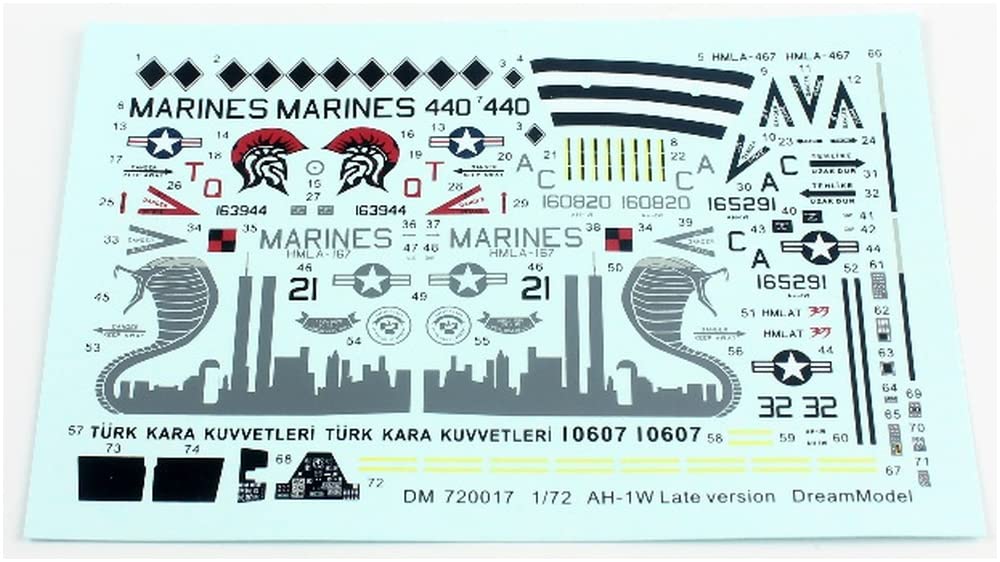 Dream Model Scale US Marine Corps Super Cobra Late Model Plastic Model DMO720017 Molded In Color 1/72 AH-1W