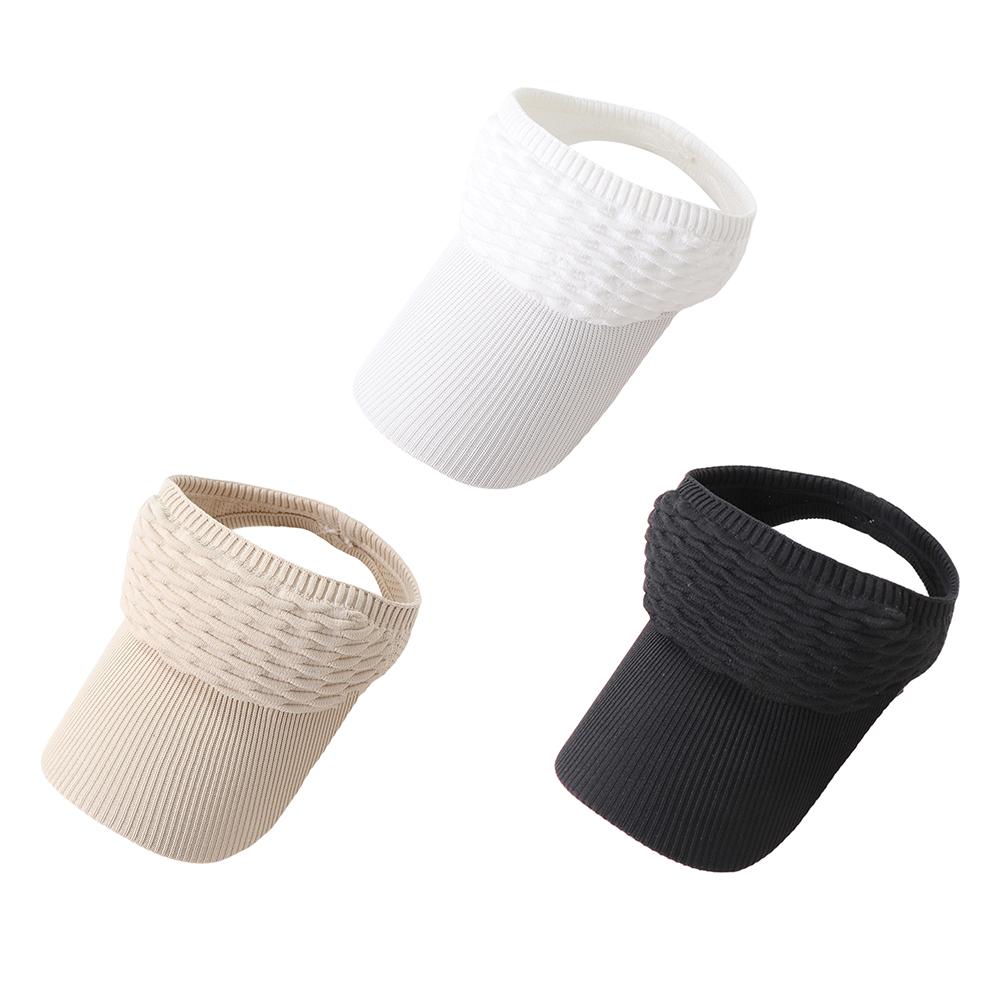 Women Sun Visor Hat Knitted Wide Brim Empty Top Sports Hat Summer Outdoor Sun Hat
