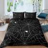 Horror Spider Web Pattern Three-Piece Digital Printed Bedding Halloween Themed Bed Cover