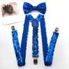 Popular Sequins Suspenders and Bowtie Set for Male with Metal Clip Weddings and Theme Parties Costume Neckwear Accessory