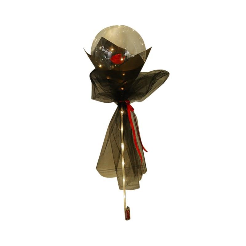 LED-Leuchtballon, Rosenstrauß, transparent, Bobo-Ball, Rose, Valentinstagsgeschenk, Geburtstag, Party, Hochzeit, Dekoration, Luftballons