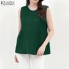 ZANZEA Women Casual Round Neck Loose Summer Sleeveless Tank Tops