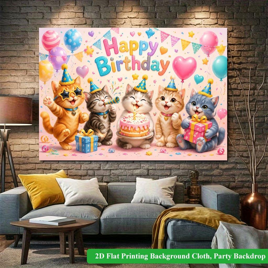 2D Flat Backdrop1pc Birthday Backdrop Banner Polyester Wall Decor For Living Room Bedroom Office Outdoor Decor Holiday Gift