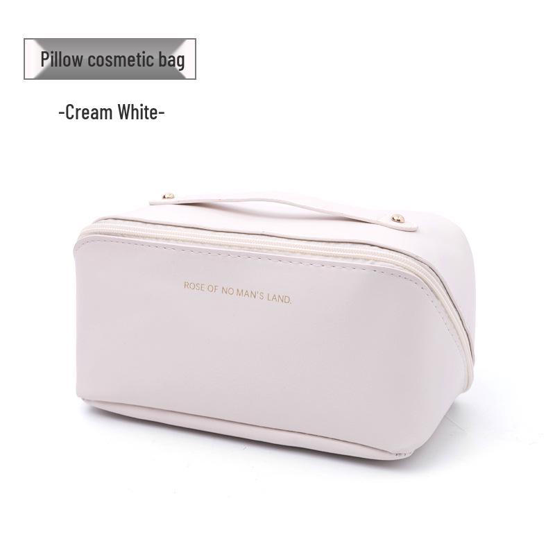 Cream Cloud PU Travel Makeup Bag – Large Capacity, Portable, INS Style