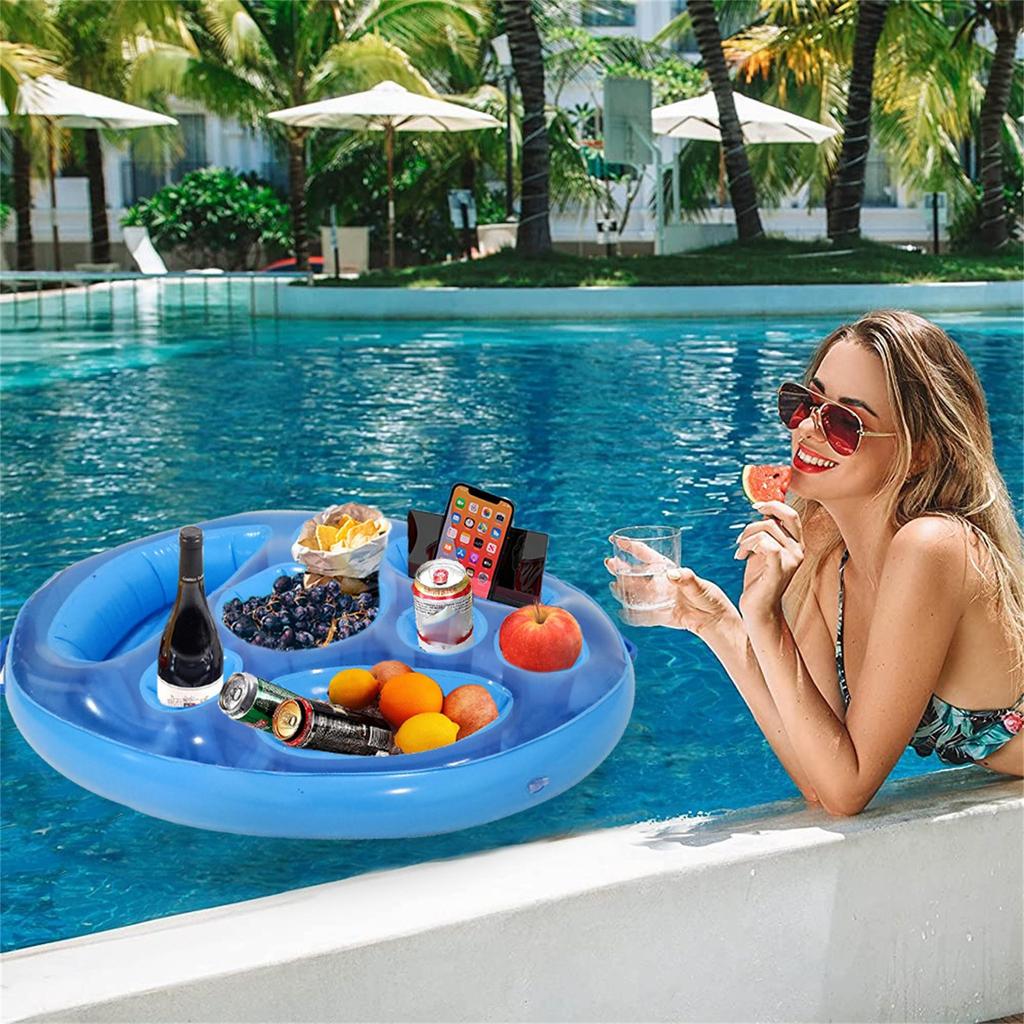 PVC Inflatable Water Ice Bar, Mobile Food Floating Cup Holder, Beverage Tray, Pool Party