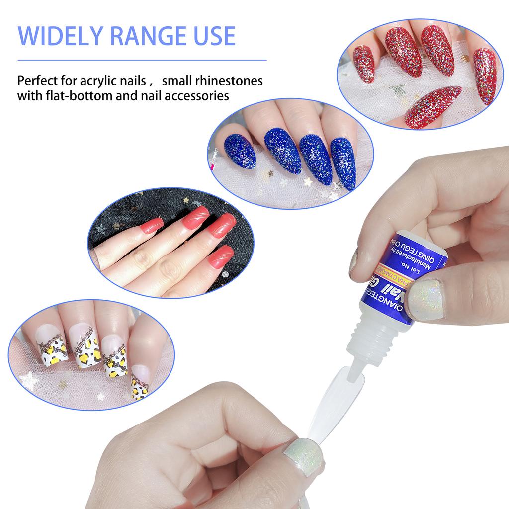 5PCS/Bag Nail Glue 3G Super Strong and Super Adhesive Nail Wearing Glue Nail Sheet Glue Embedding Diamond Dot Drill Nail Gule