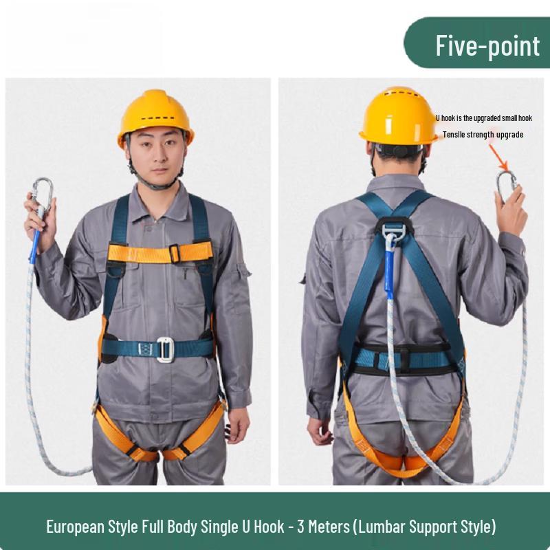 OLOMM 5-Point Safety Harness with 3m Lanyard