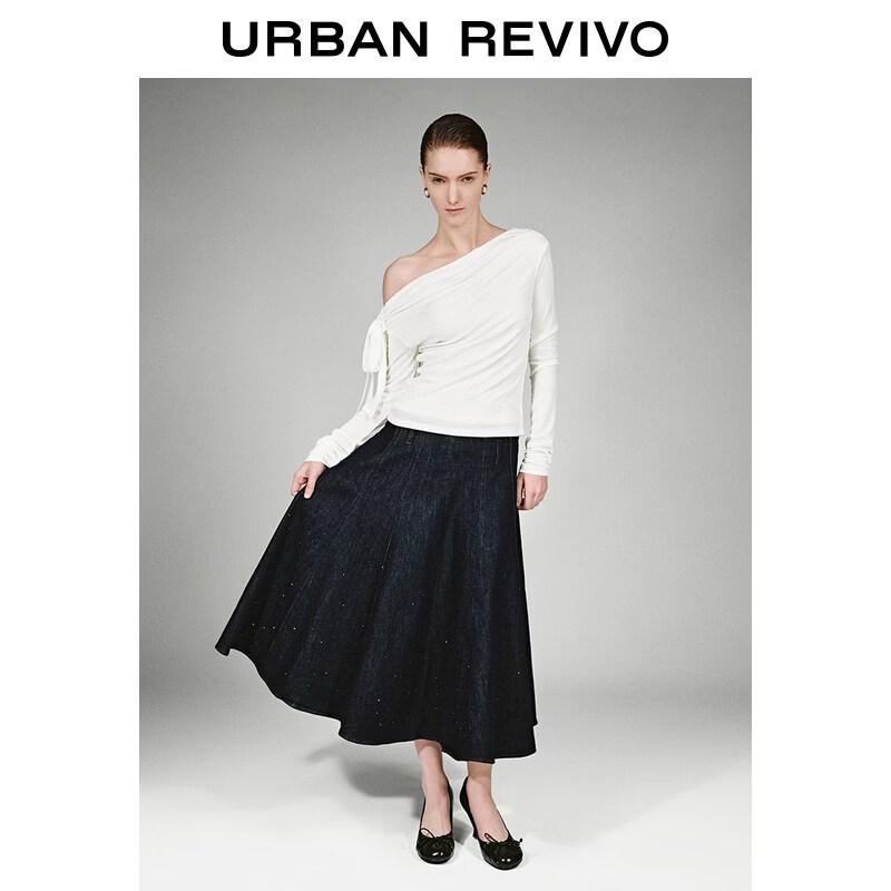 UR Women's Off-Shoulder Bandage Long-Sleeve Slim T-Shirt