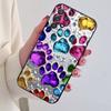 Phone Case For Samsung S24,21,22,23,30,Ultra,20,Plus,Note,10,9,Dog Footprints Puppy Paw Print Black Soft Silicone Case