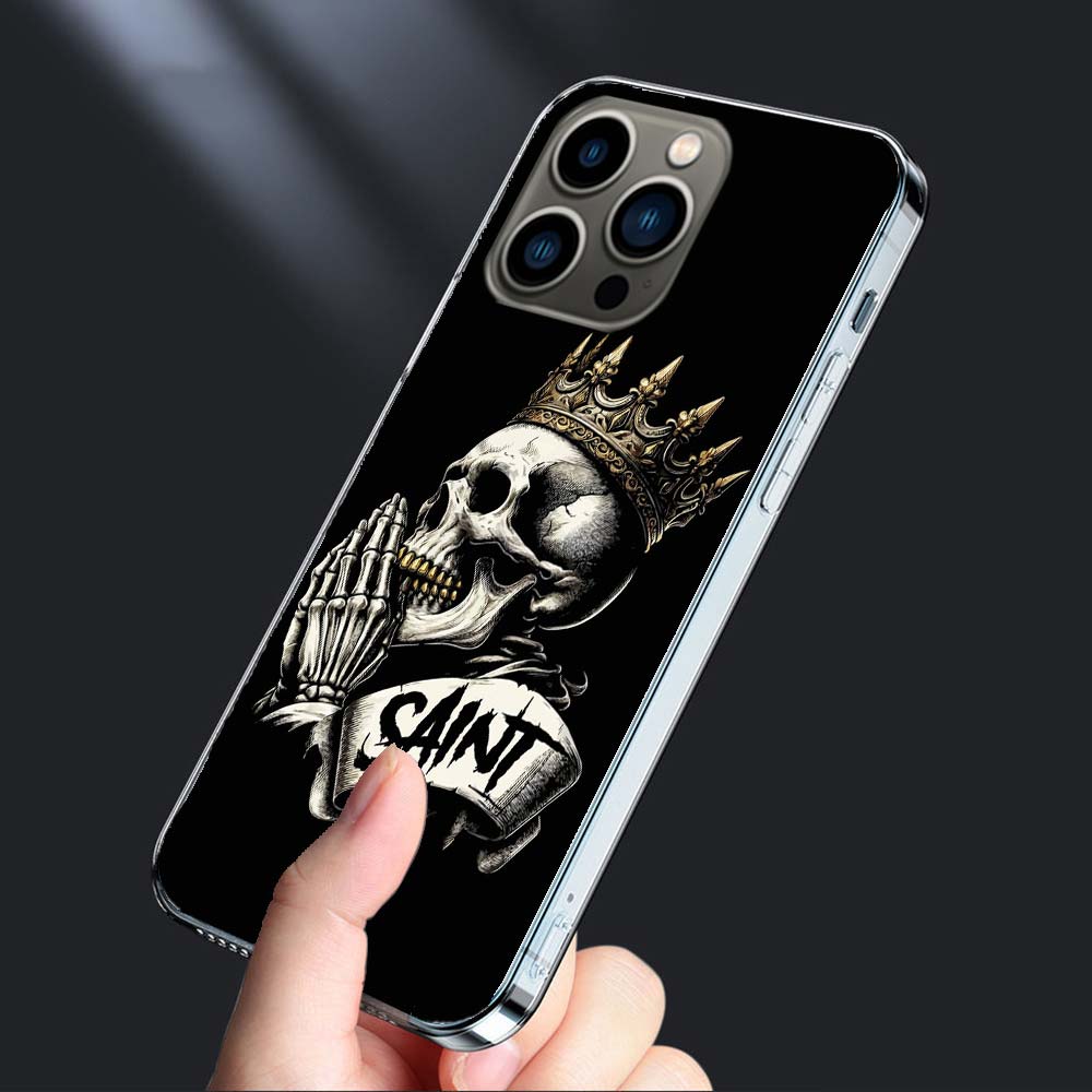 Crown Skeleton Emperor Phone Case For Iphone 16E 15 Pro 14 Plus 17E 16 17 Pro Max Air 11 12 13 Mini Shockproof Capa Cute Cove