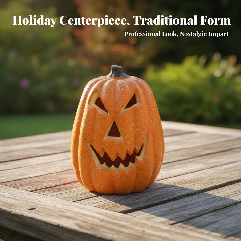 Spooky Pumpkin Ornament with Cutout Face | Speckled Orange Finish, JackO'Lantern Ornaments, for