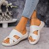 High-heel Large-size Cross-trap Shoes, Trendy Summer New Style, Fashionable Flat Toe Beach Sandals for Women