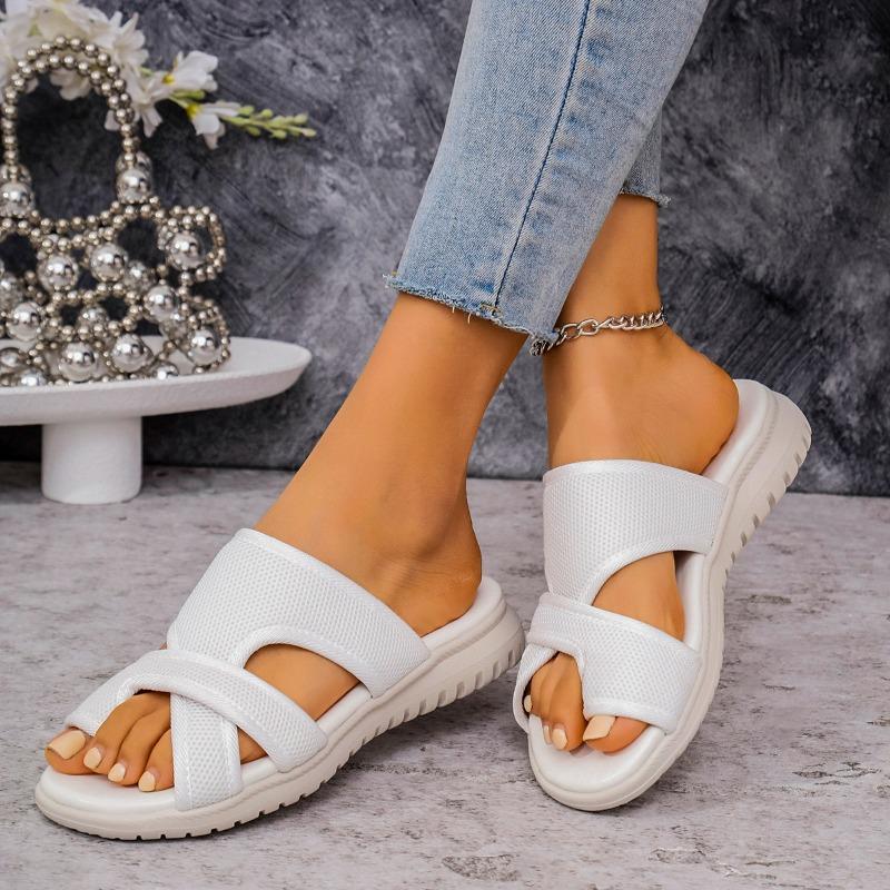 High-heel Large-size Cross-trap Shoes, Trendy Summer New Style, Fashionable Flat Toe Beach Sandals for Women