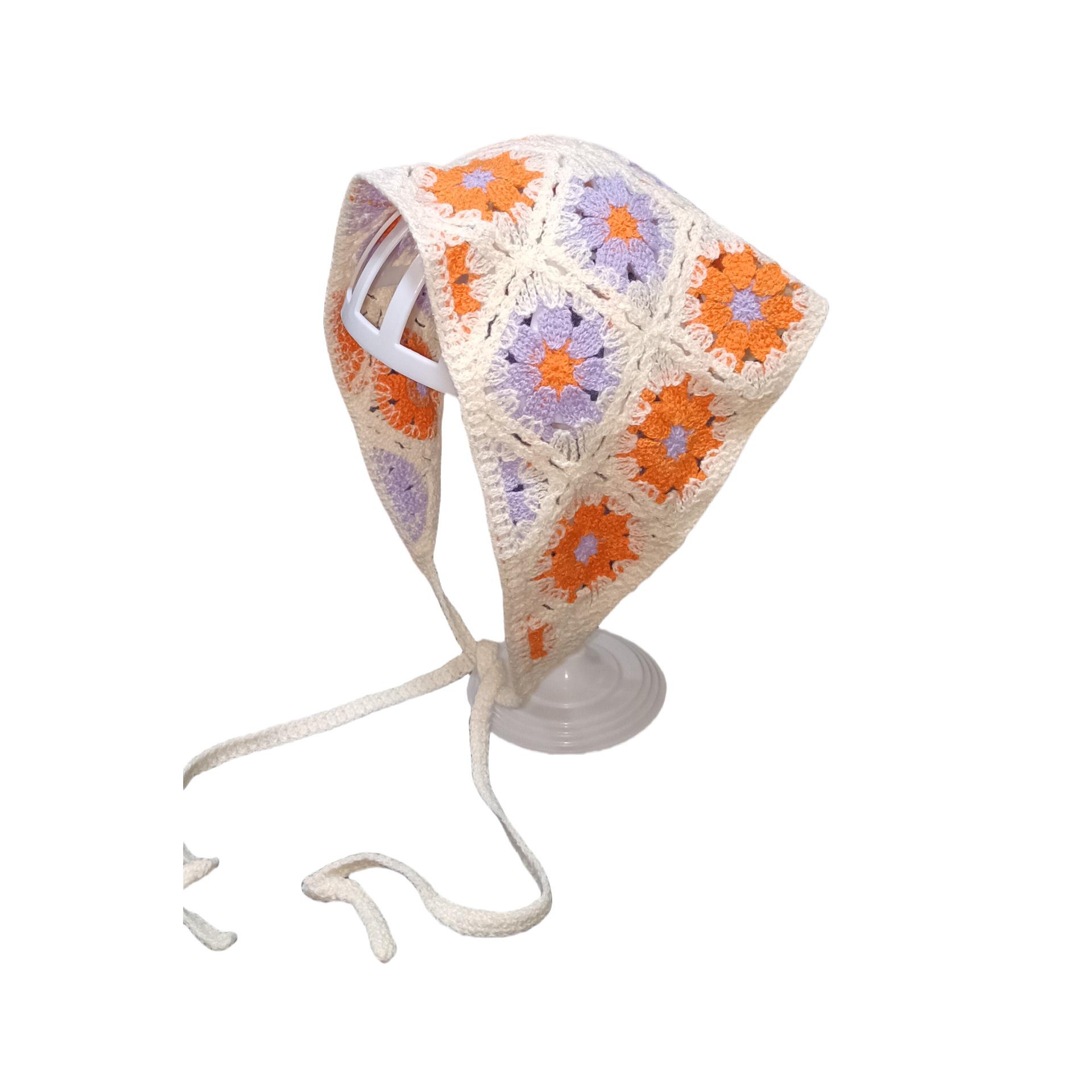 

Чжао Чжаои Вязаный треугольный платок в стиле кроше - Универсальная, модная ретро пасторальная повязка на голову для женщин и девушек