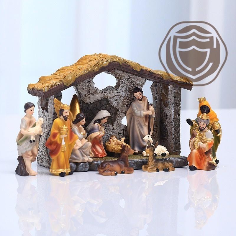Betlém Socha Vánoční Jezulátko Figurka Pryskyřice Řemeslná ozdoba Náboženský kostel Katolický dárek
