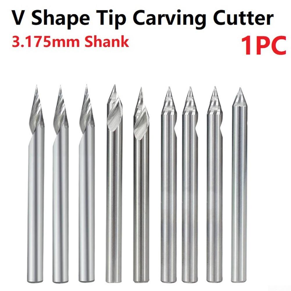 3,175 mm V-förmiger Spitzen-Schaftfräser, 20-60 Grad Spitze, Hartmetall-3D-Gravierbit
