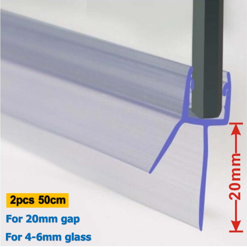 Shower Screen Seal Strip PVC Door Bath Shower Seal Strips for 4-6mm Glass 20mm Gap Glue-free Waterproof Weatherstrip #40 #50