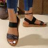 Fashion Women's Leopard Wedges Sandals Plus Size Casual Light Thick Sole Platform Slippers 2025 Summer Comfort Non Slip Beach Shoes