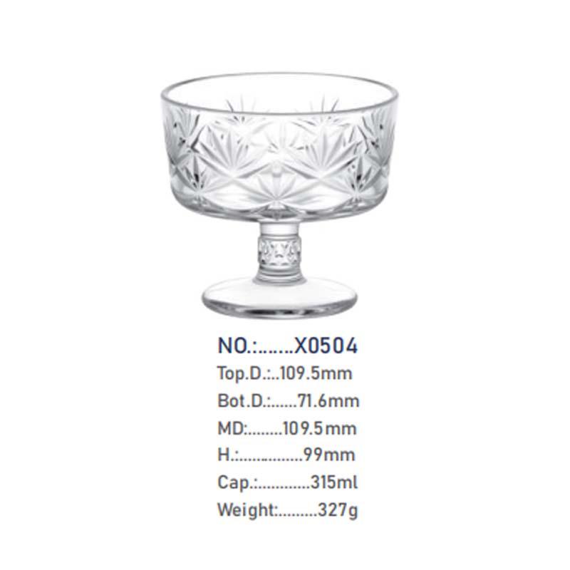 Low-Base Glass Cup for Ice Cream, Coffee, Yogurt, and Desserts