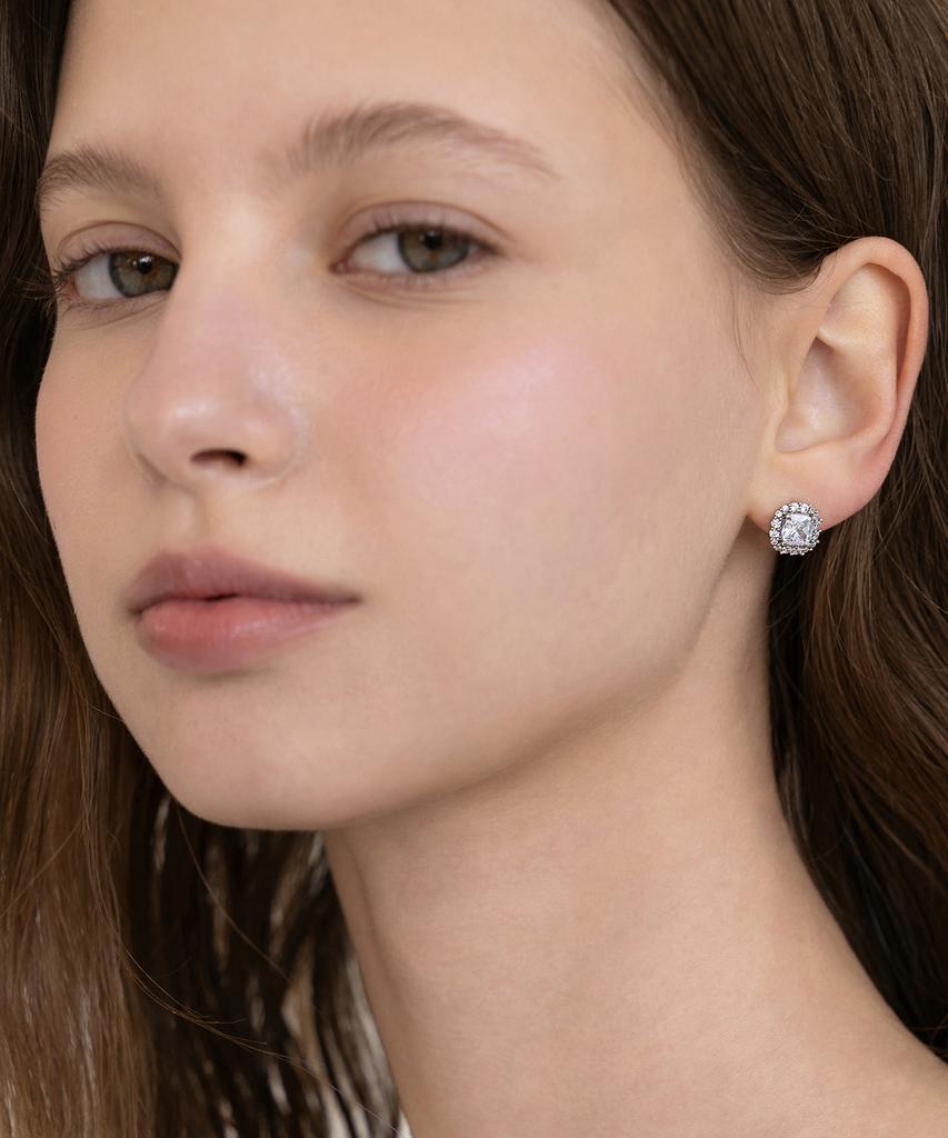 Tatiana Cushion Halo Cubic Earrings Ec3306