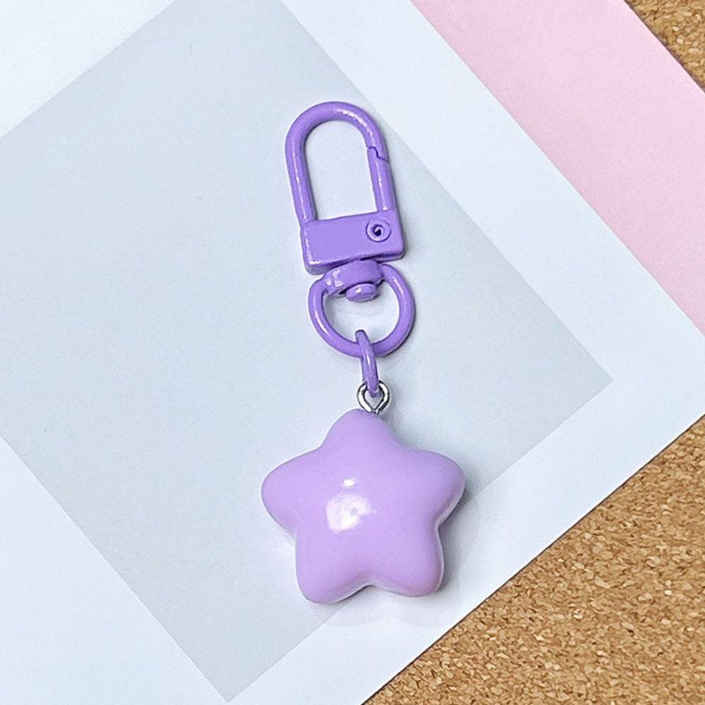 5pcs Noctilucent Chubby Star Keychain Pentagram Backpack Pendant  Home Decoration