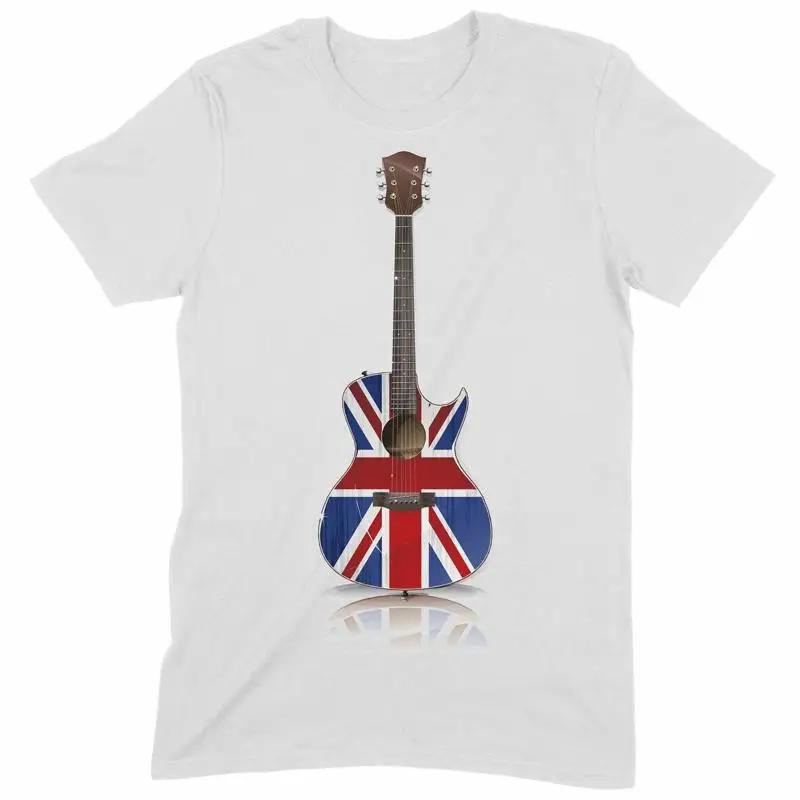 Union Jack Acoustic Guitar Britpop Mens Guitarist T Shirt S разноцветный